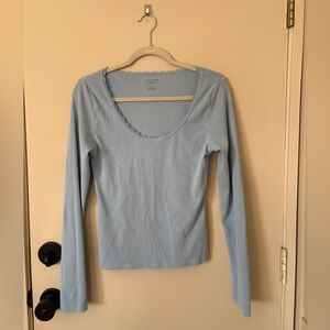 American Eagle Outfitters Sky Blue Long Sleeve Tee